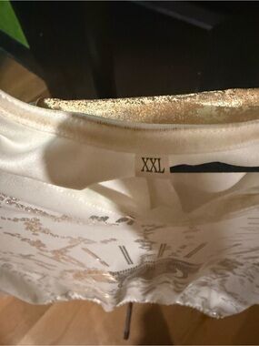 Women's White & Gold Sleep Top - XXL